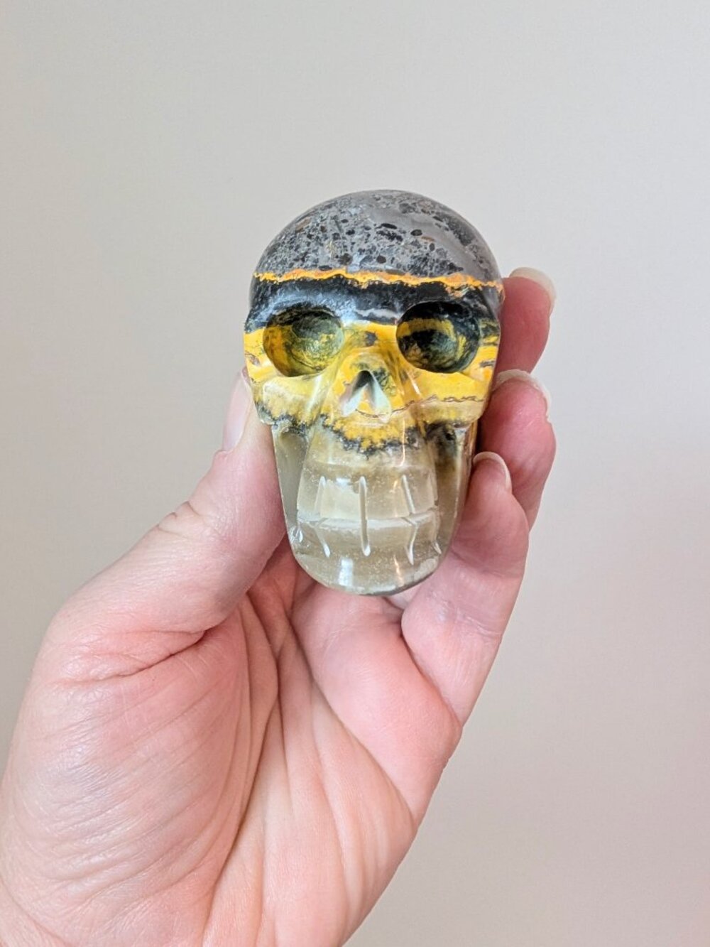 Natural Crystal Bumblebee Jasper Skull